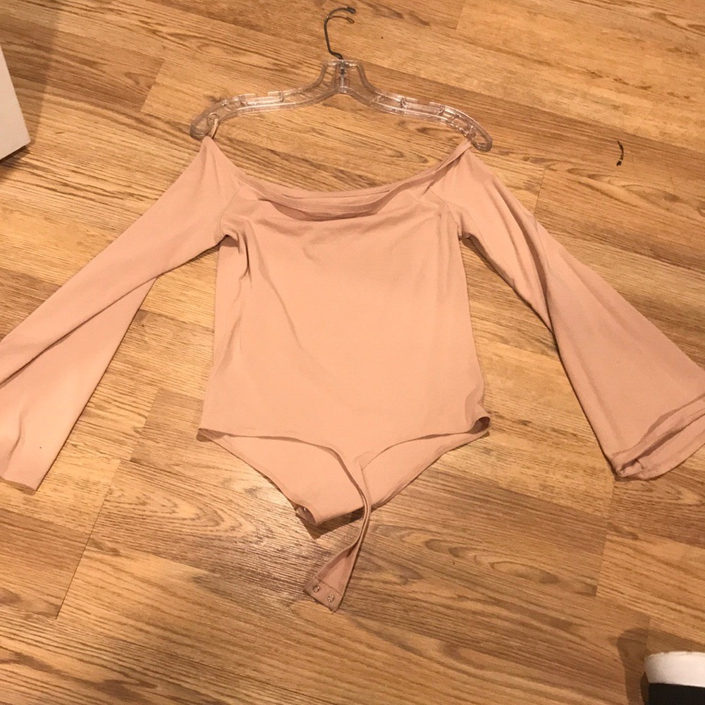 Blush off the shoulder bodysuit